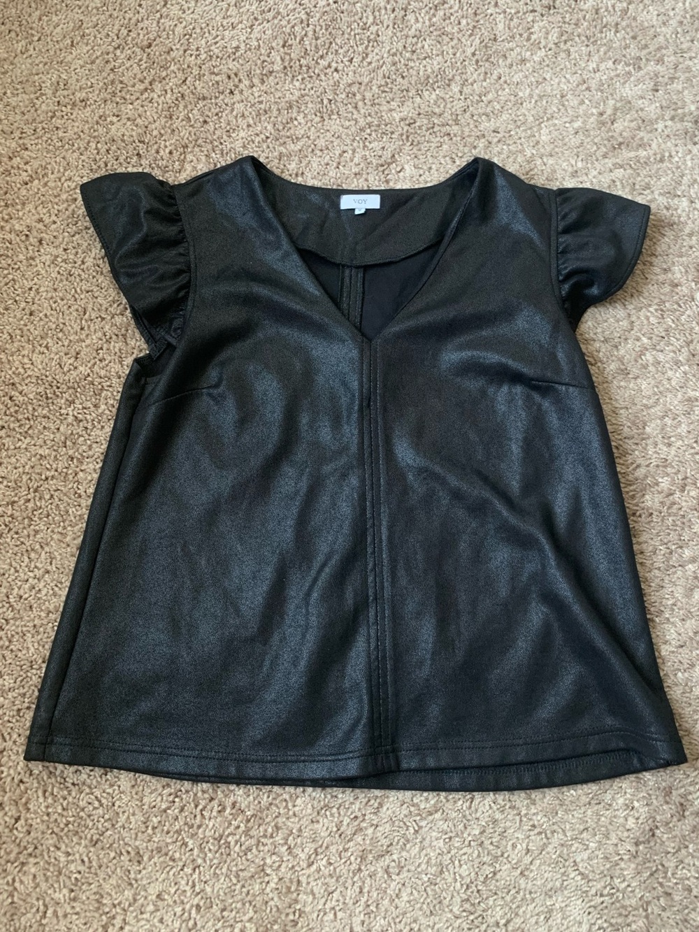 Voy Faux Leather Black Top